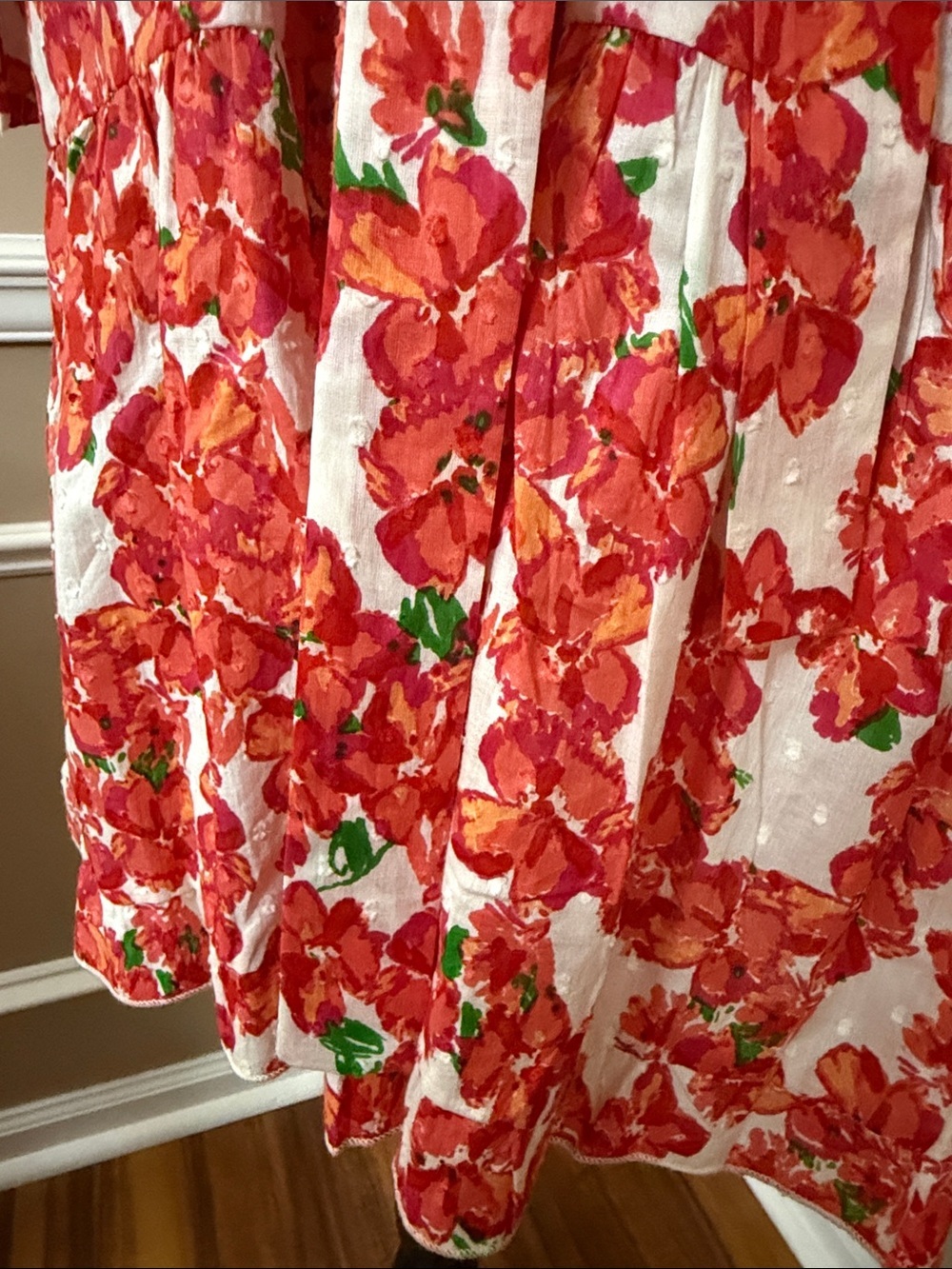 Red Floral Tie-Waist Mini Dress - Picture 6 of 13